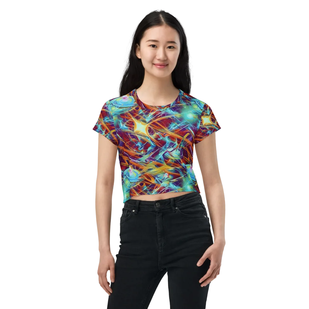Turquoise Emberglass on Crop Tee — Front