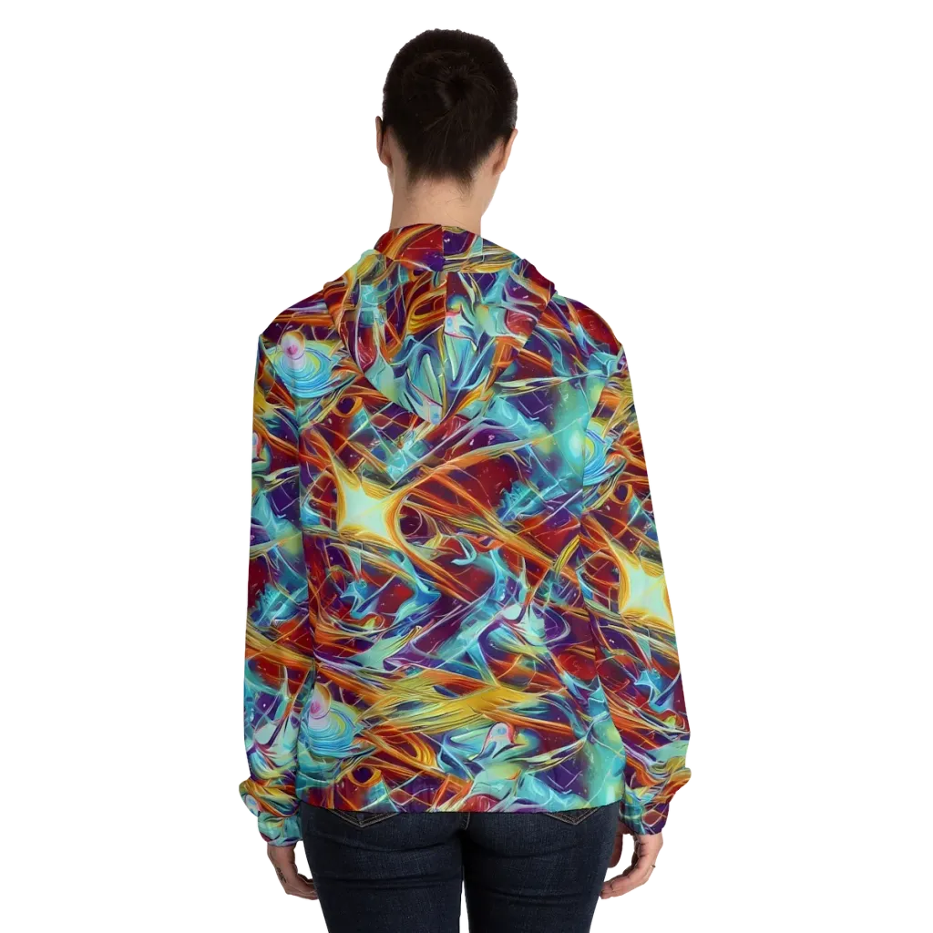 Turquoise Emberglass on Women's Full-Zip Hoodie — Back On Person