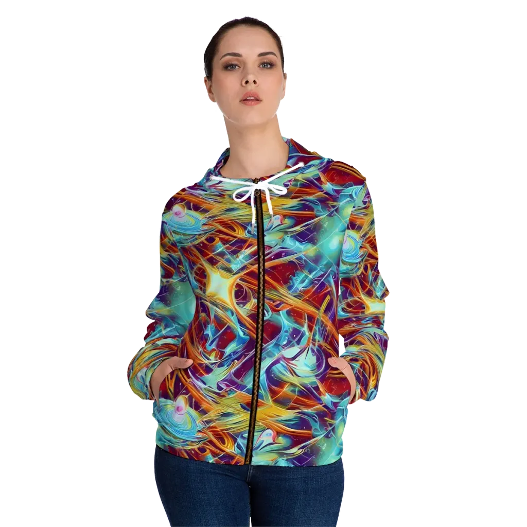 Turquoise Emberglass on Women's Full-Zip Hoodie — Front On Person
