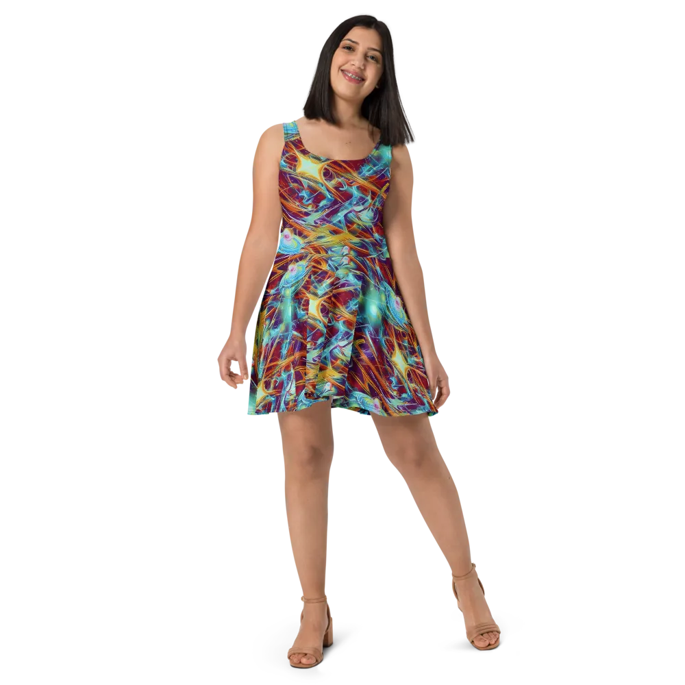 Turquoise Emberglass on Skater Dress — Front
