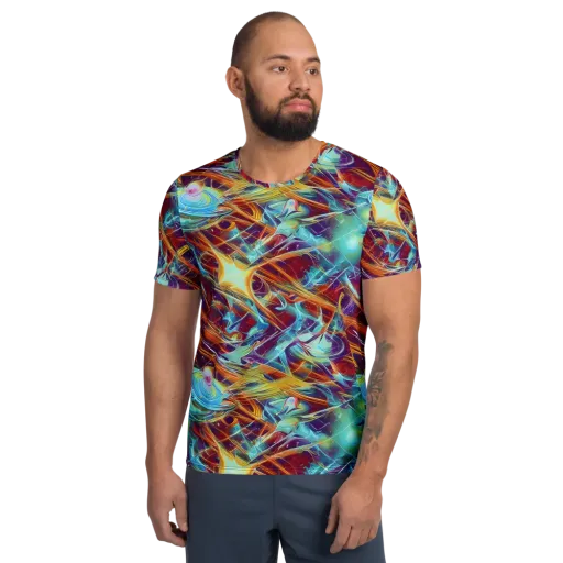 Turquoise Emberglass on a Men's Athletic T-Shirt