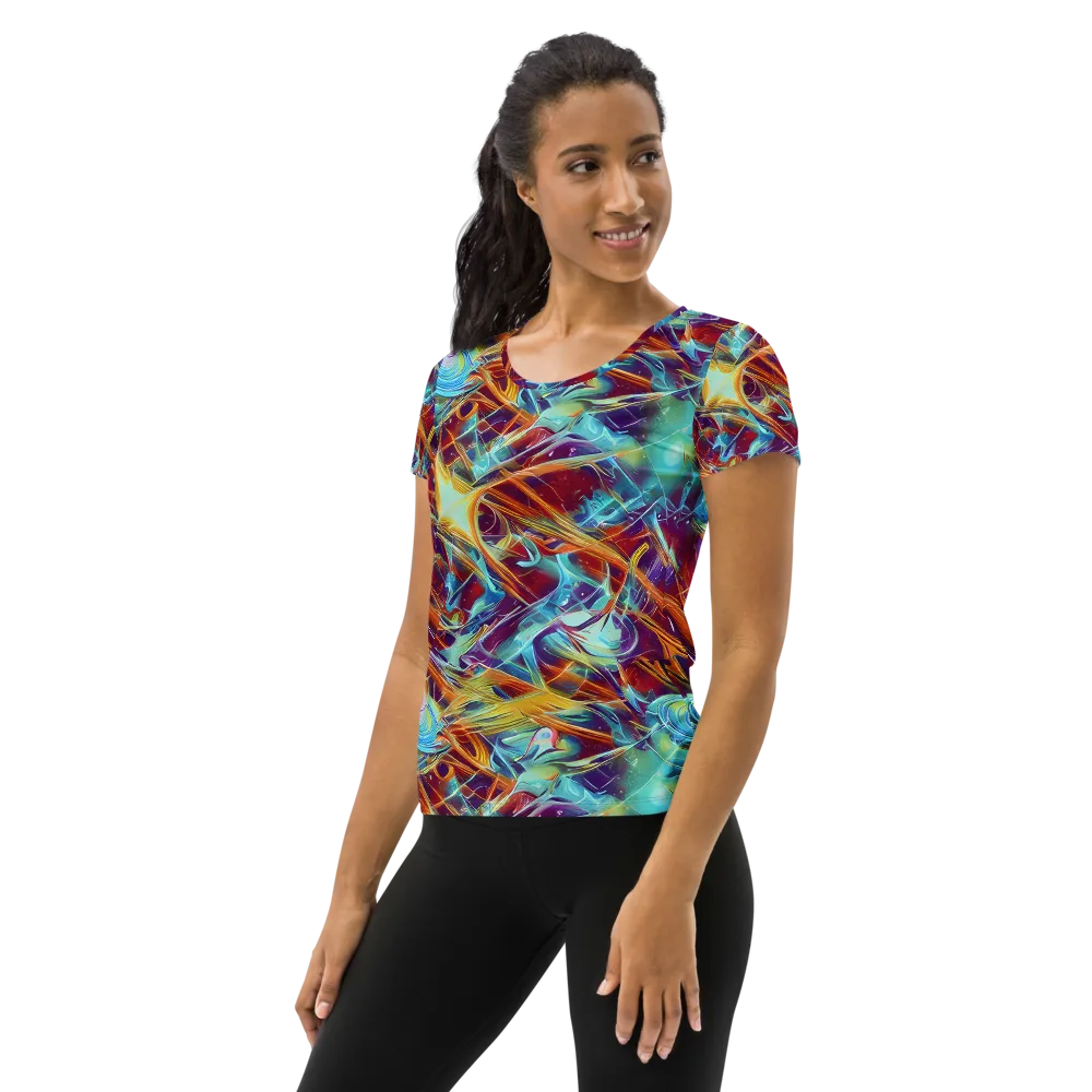 Turquoise Emberglass on Women's Athletic T-Shirt — Left
