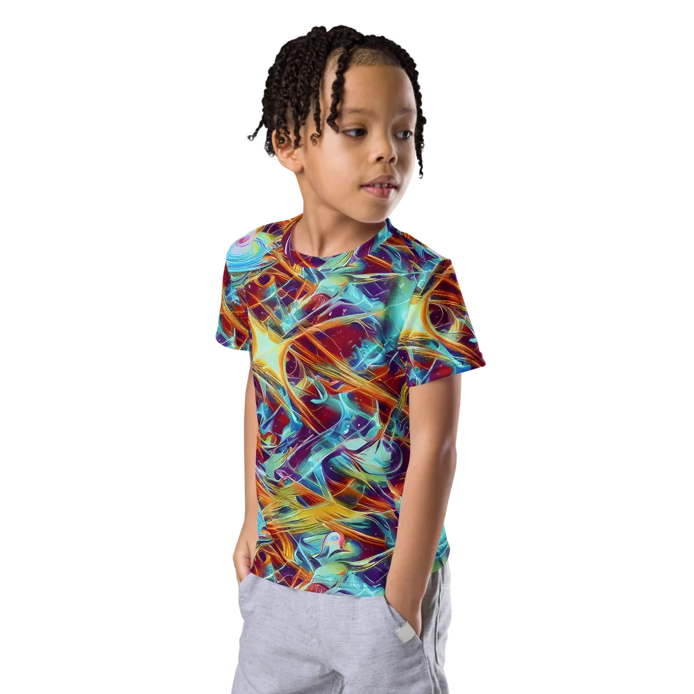 Turquoise Emberglass on Kids Crew Neck T-Shirt — Left Front