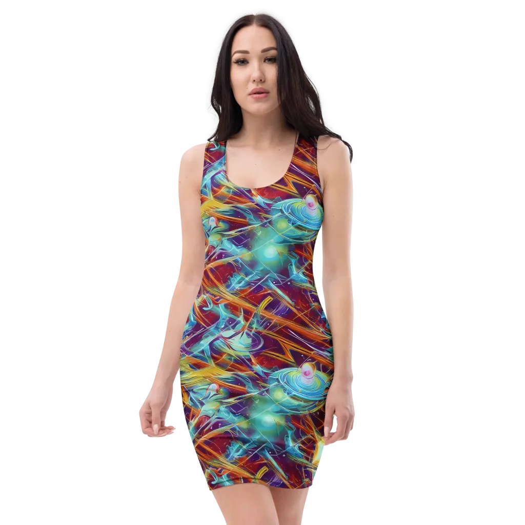 Turquoise Emberglass on Bodycon Dress — Front