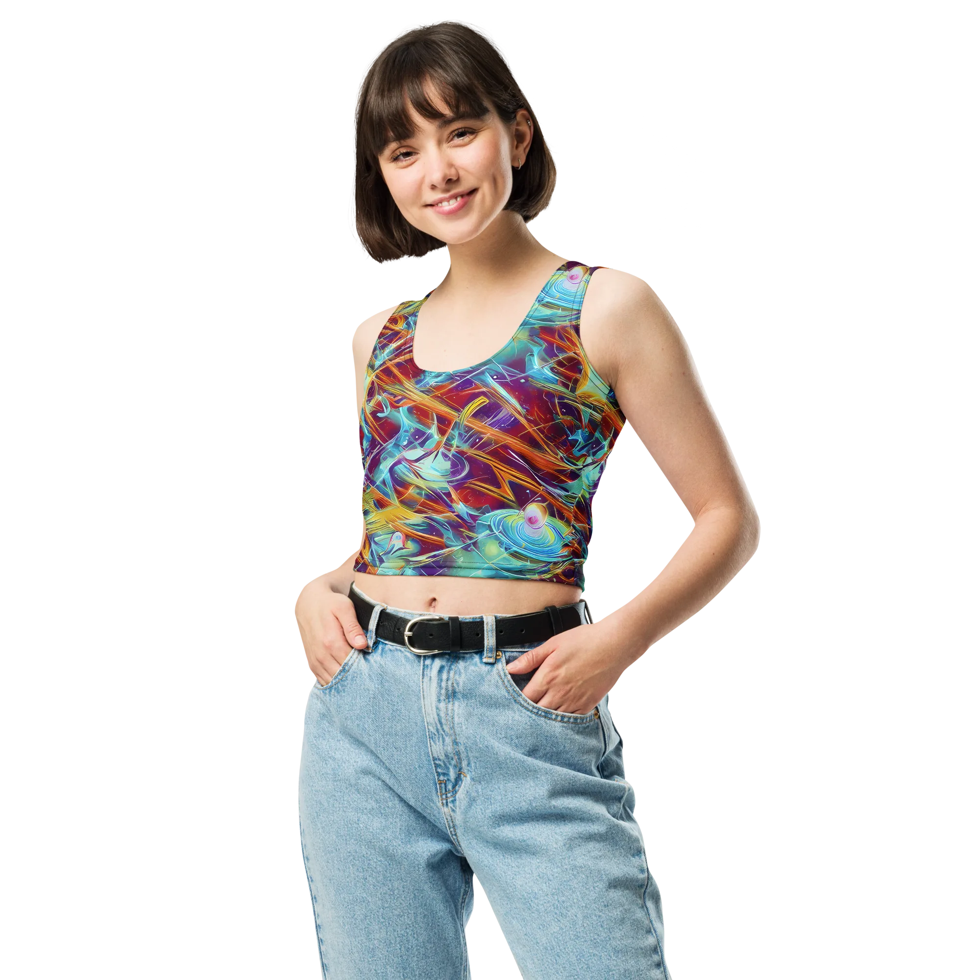 Turquoise Emberglass on Crop Top — Front