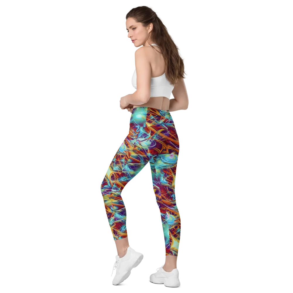 Turquoise Emberglass on Leggings with Pockets — Left Back