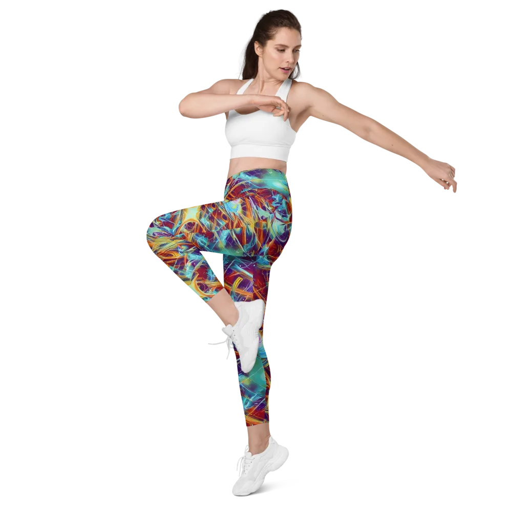 Turquoise Emberglass on Leggings with Pockets — Left Front