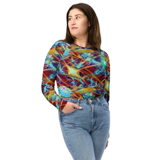 Turquoise Emberglass on a Long Sleeve Crop Top
