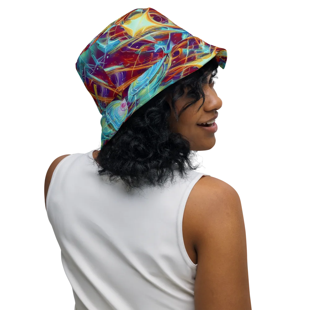 Turquoise Emberglass on Reversible Bucket Hat — Right Outside