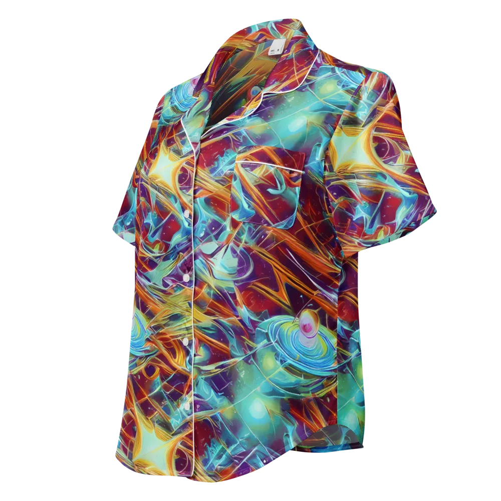 Turquoise Emberglass on Women's Short Sleeve Pajama Top — Left Front