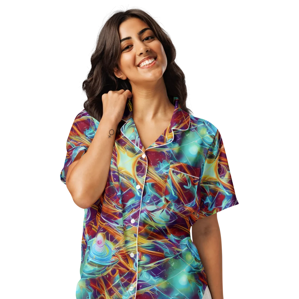 Turquoise Emberglass on Women's Short Sleeve Pajama Top — Front