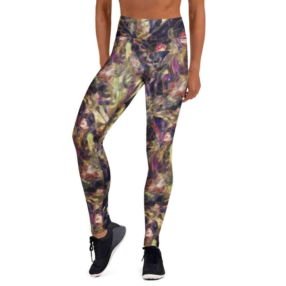 Galactic Drapery on Yoga Leggings — Front