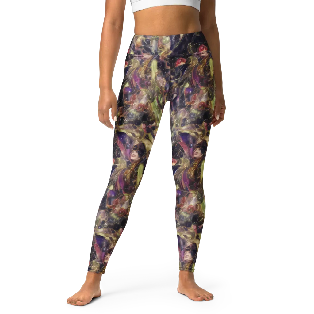 Galactic Drapery on Yoga Leggings — Front