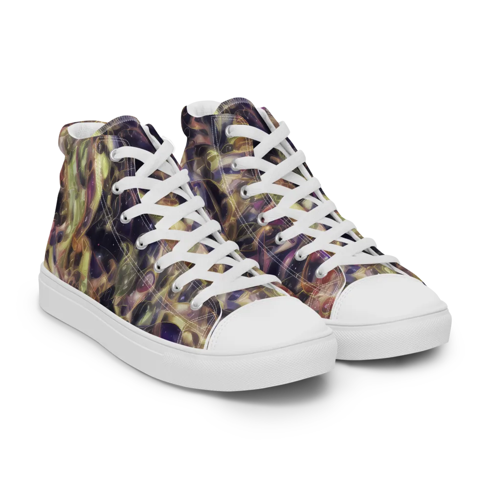 Galactic Drapery on Men's High Top Canvas Shoes — Right Front