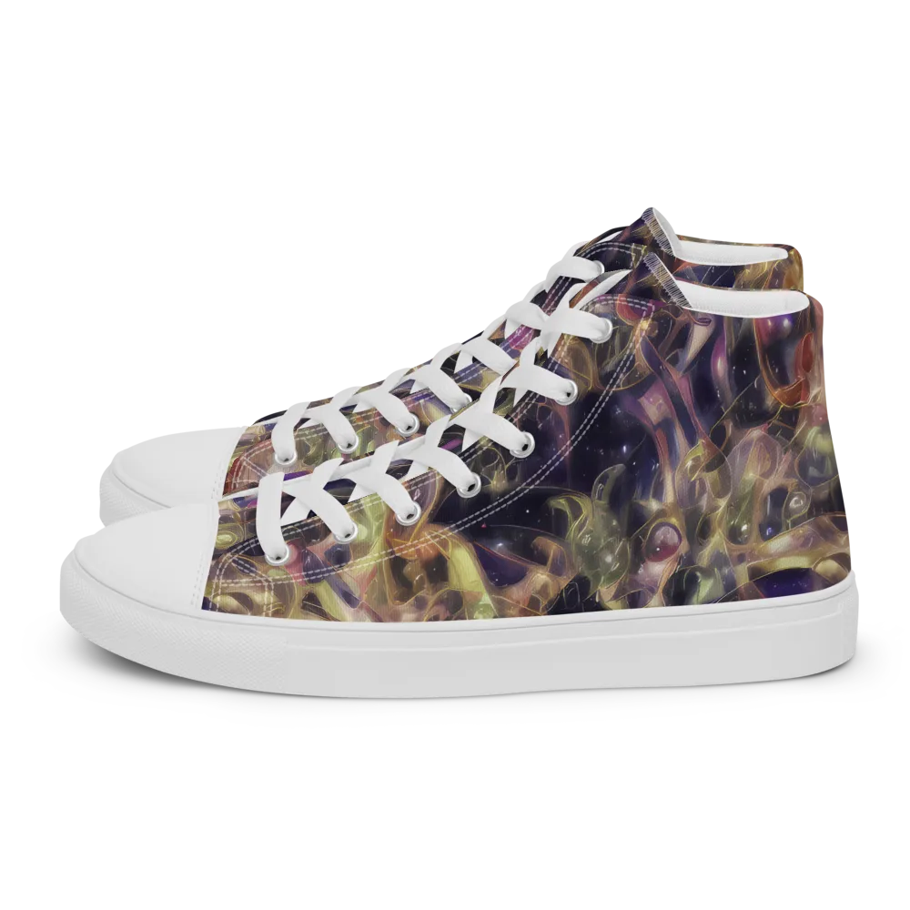 Galactic Drapery on Men's High Top Canvas Shoes — Left