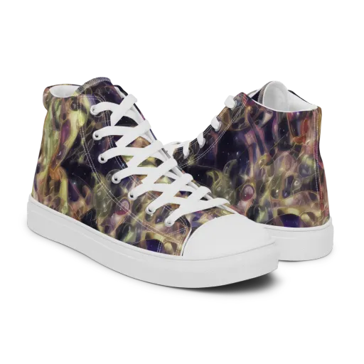 Galactic Drapery on a Men's High Top Canvas Shoes
