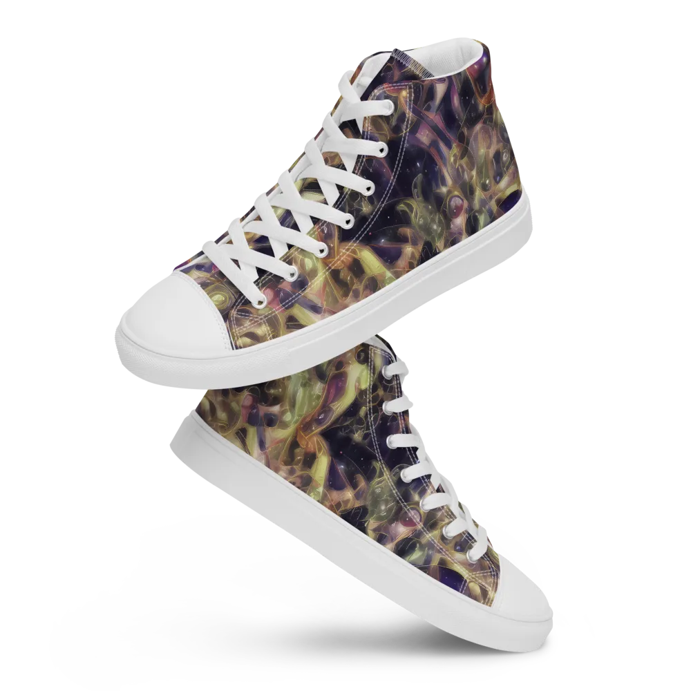 Galactic Drapery on Men's High Top Canvas Shoes — Front
