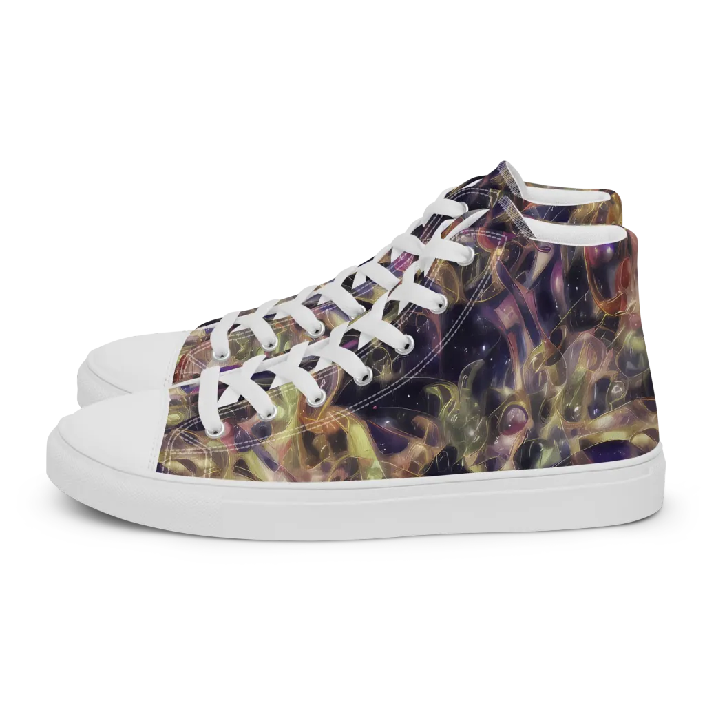Galactic Drapery on Women's High Top Canvas Shoes — Left