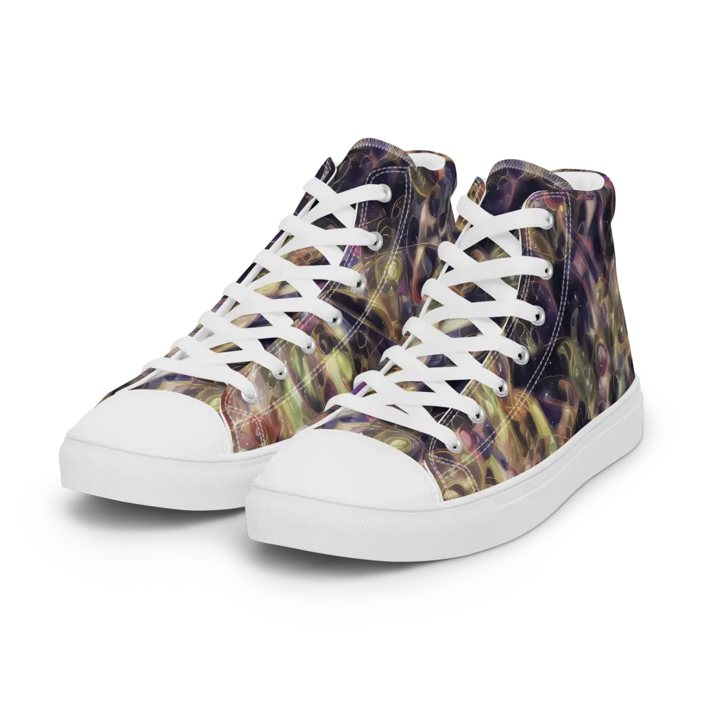 Galactic Drapery on Women's High Top Canvas Shoes — Left Front
