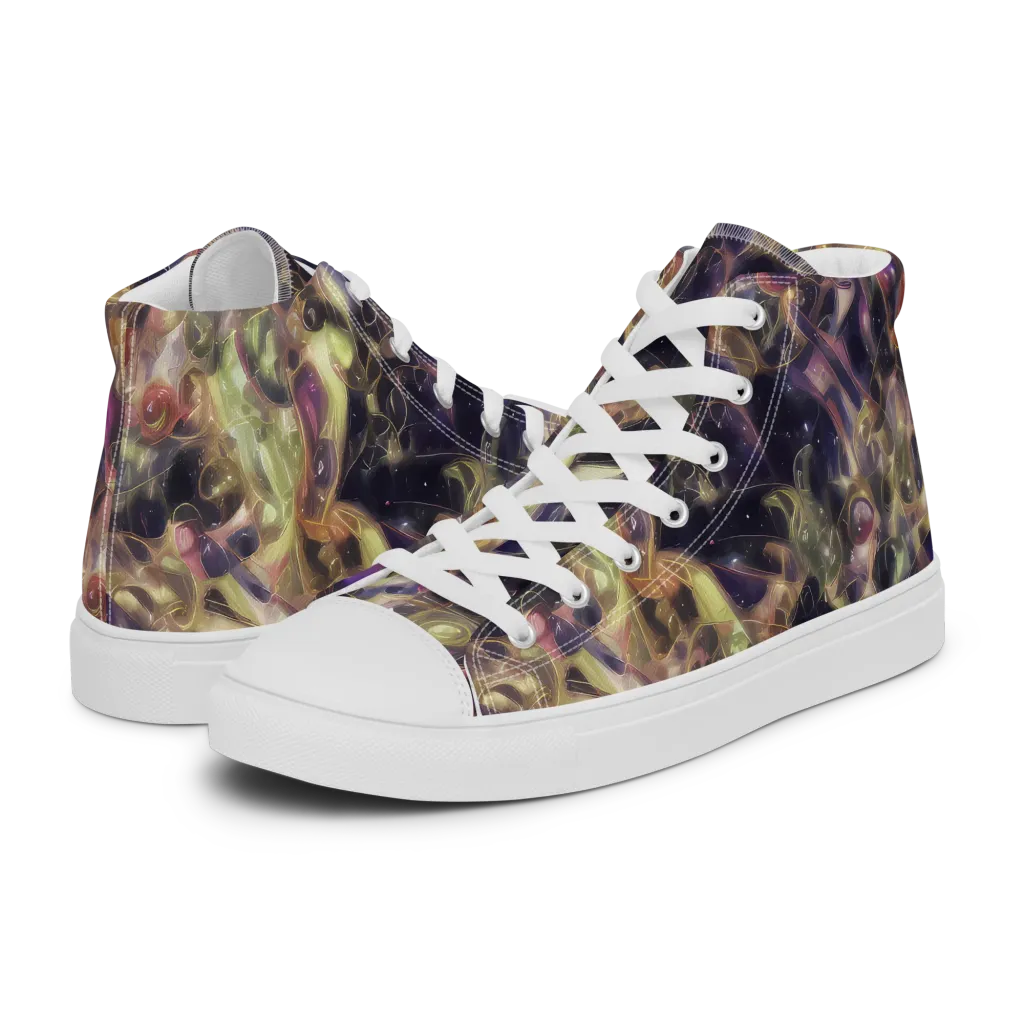 Galactic Drapery on Women's High Top Canvas Shoes — Left