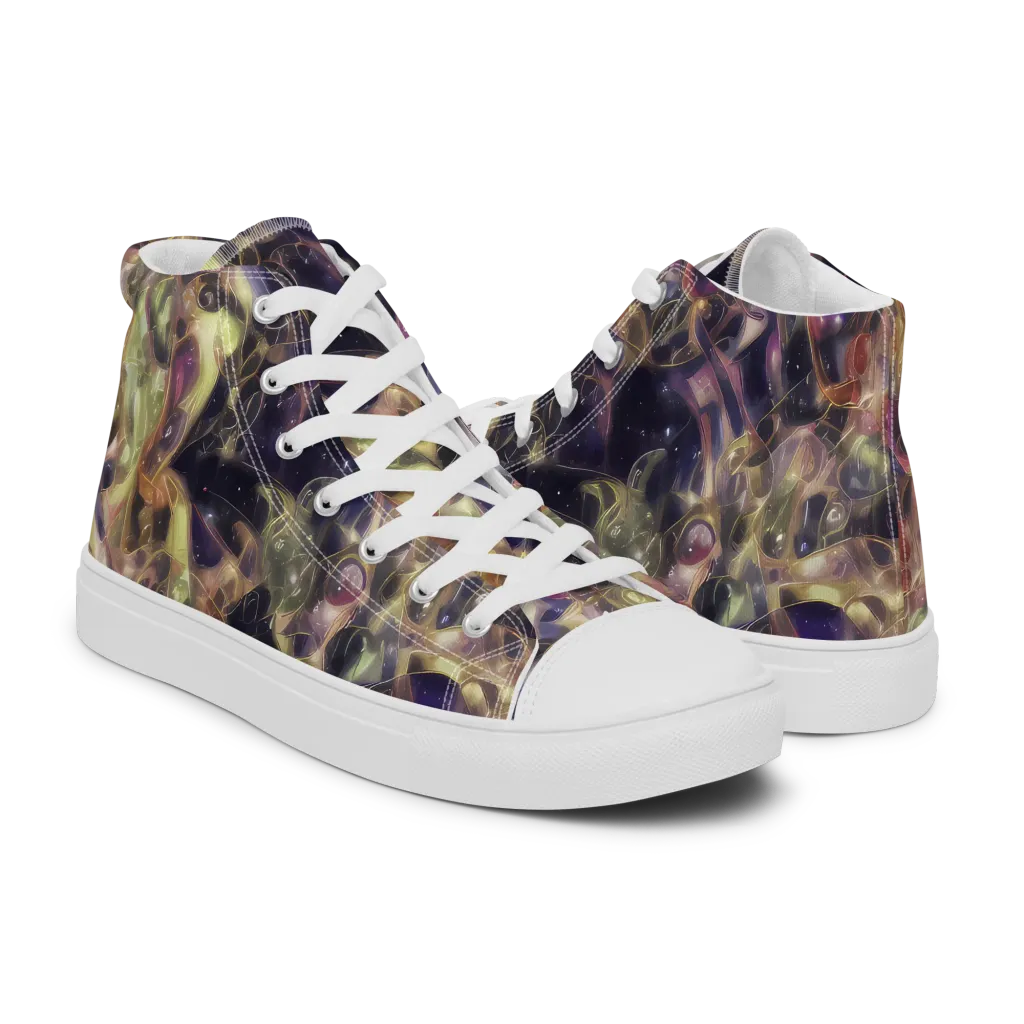 Galactic Drapery on Women's High Top Canvas Shoes — Right