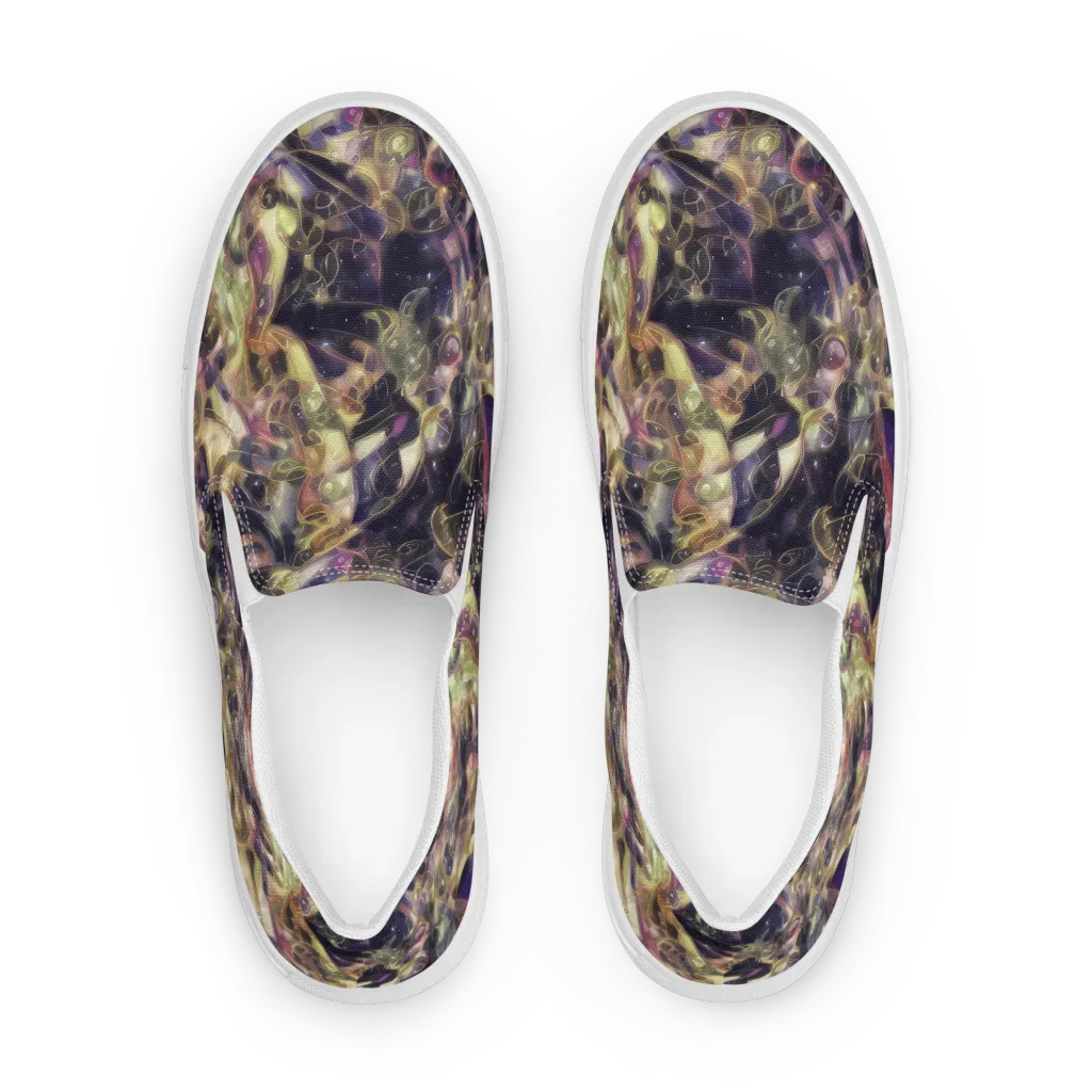 Galactic Drapery on Men's Slip-On Canvas Shoes — Front