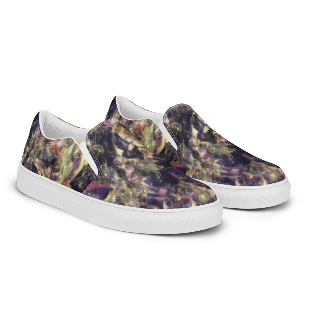 Galactic Drapery on Men's Slip-On Canvas Shoes — Right Front