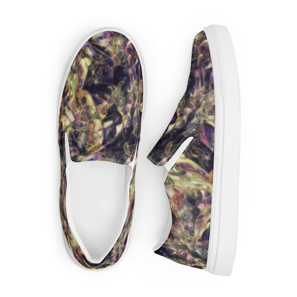 Galactic Drapery on Men's Slip-On Canvas Shoes — Front
