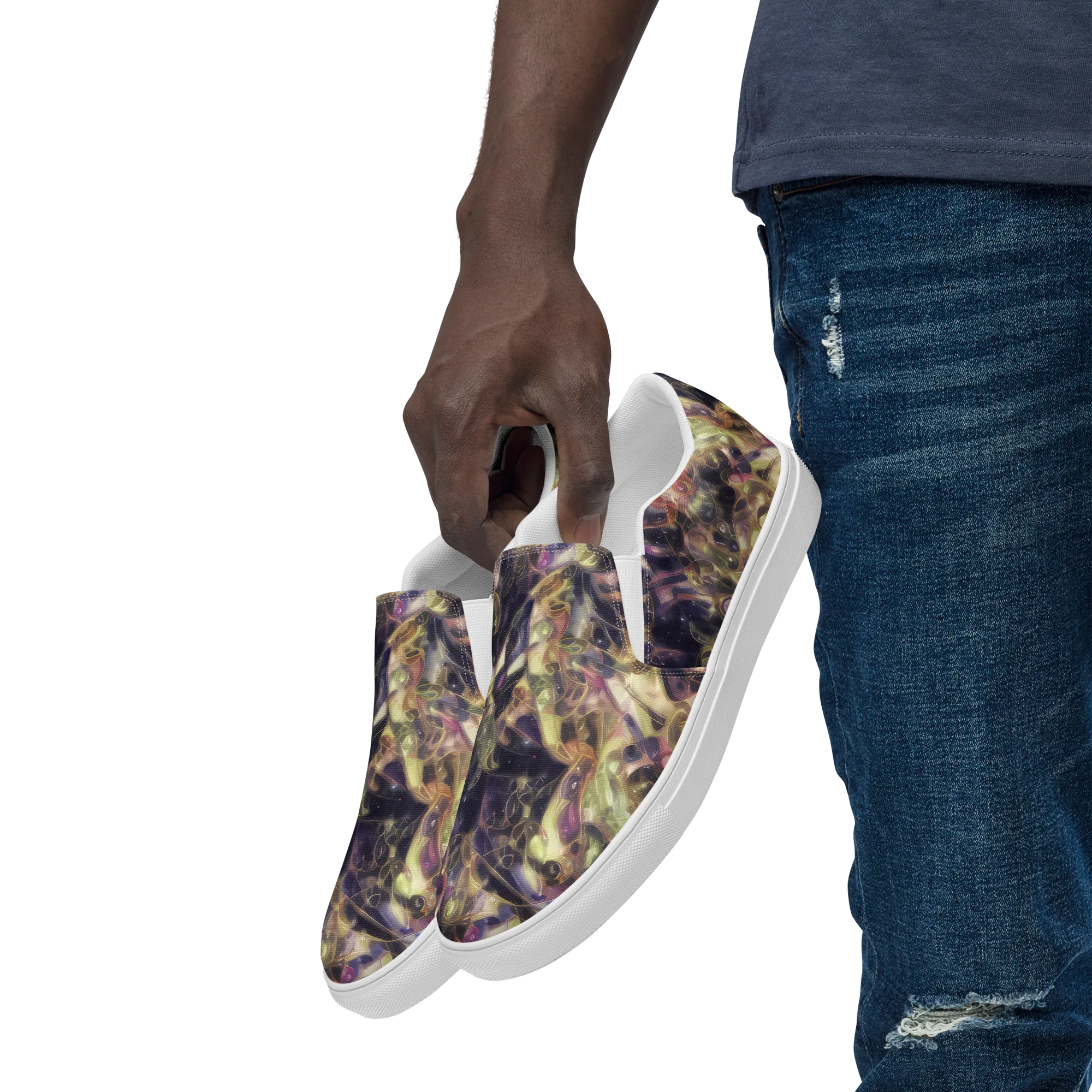 Galactic Drapery on Men's Slip-On Canvas Shoes — Left Front