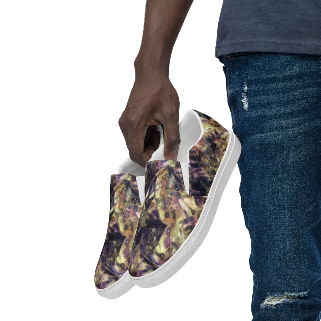 Galactic Drapery on Men's Slip-On Canvas Shoes — Left Front