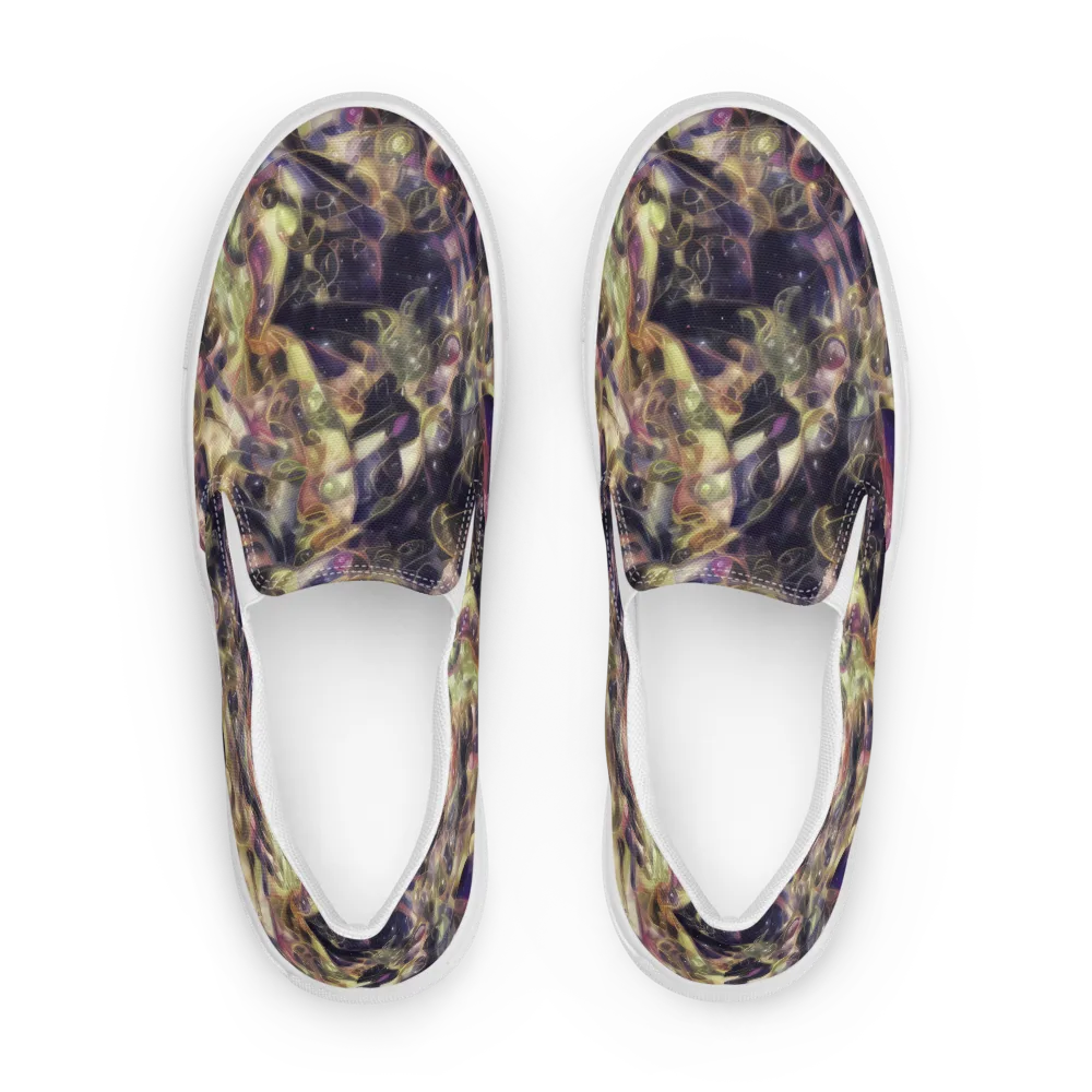 Galactic Drapery on Women's Slip-On Canvas Shoes — Front