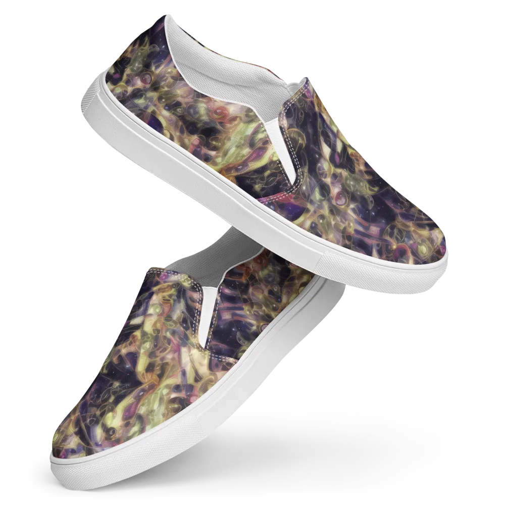Galactic Drapery on Women's Slip-On Canvas Shoes — Front