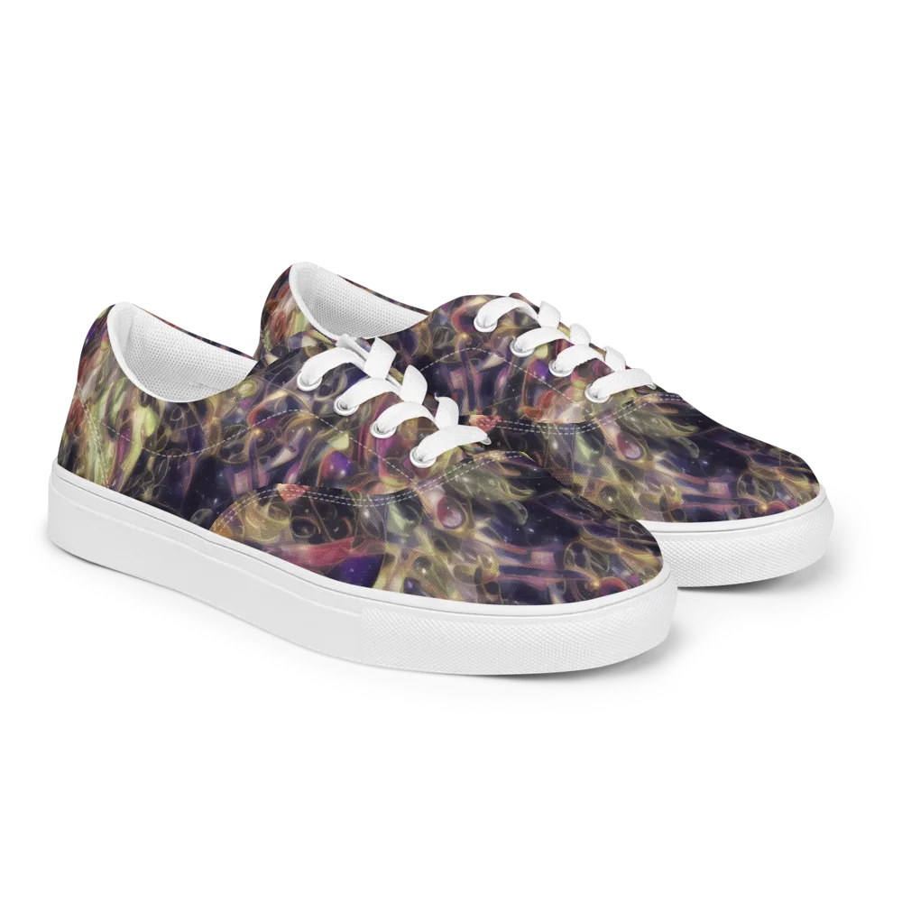 Galactic Drapery on Men's Lace-Up Canvas Shoes — Right Front