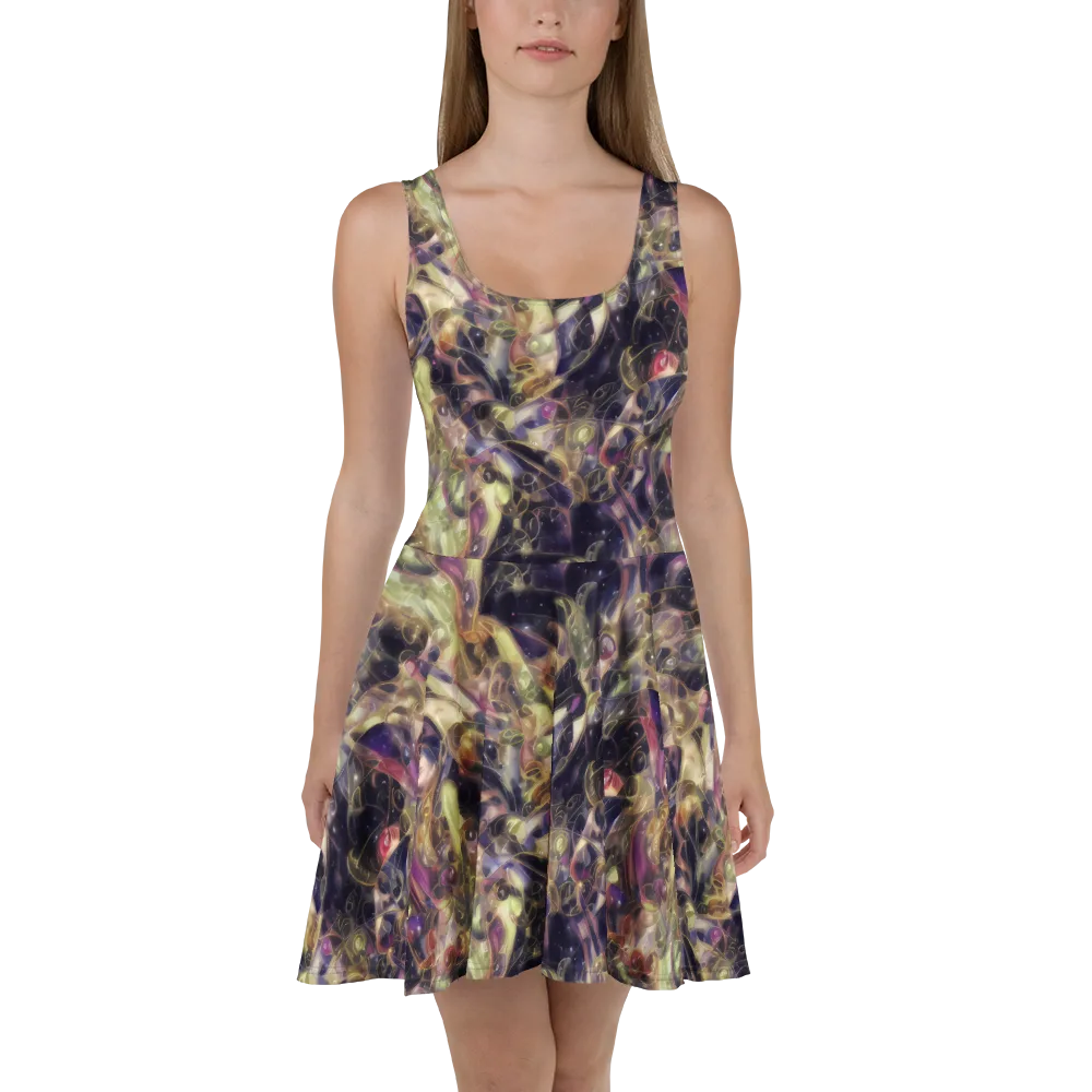 Galactic Drapery on Skater Dress — Front