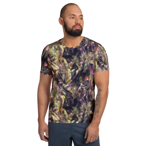 Galactic Drapery on a Men's Athletic T-Shirt