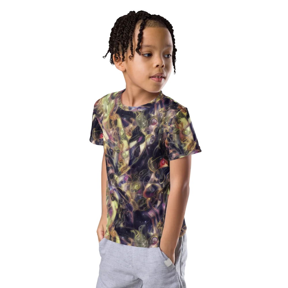 Galactic Drapery on Kids Crew Neck T-Shirt — Left Front