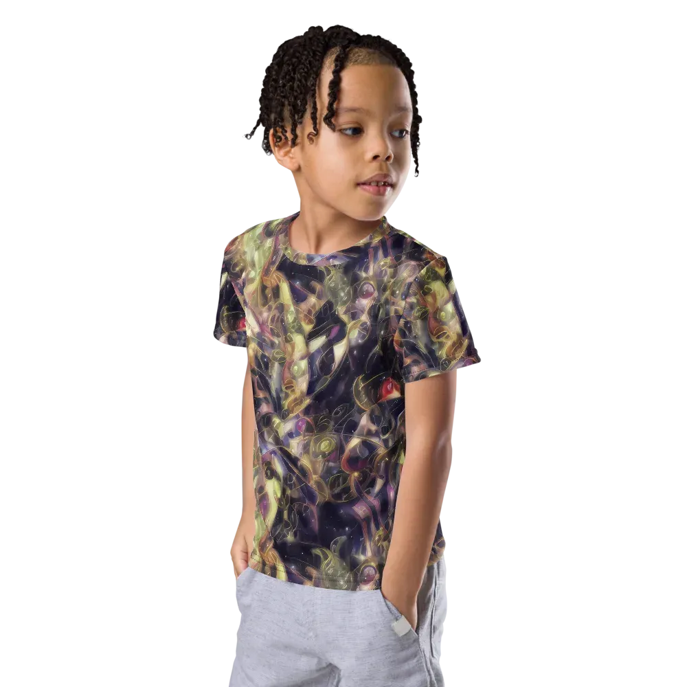 Galactic Drapery on Kids Crew Neck T-Shirt — Left Front