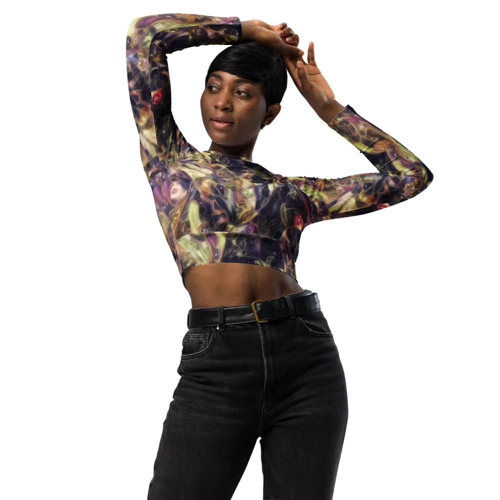 Galactic Drapery on Long Sleeve Crop Top — Front