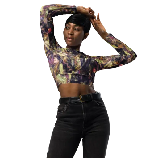 Galactic Drapery on a Long Sleeve Crop Top