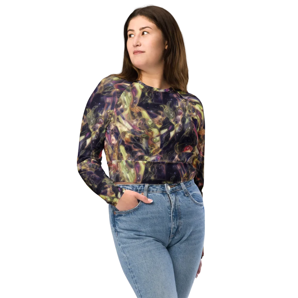 Galactic Drapery on Long Sleeve Crop Top — Front