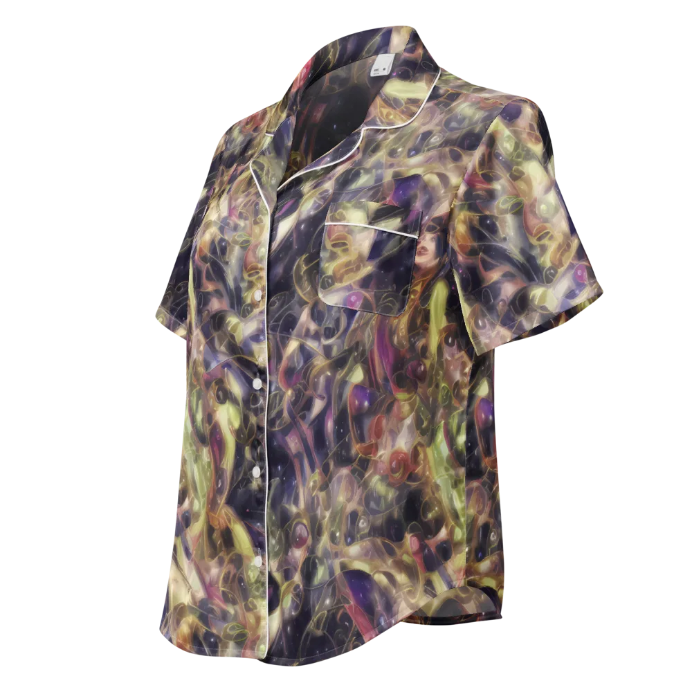 Galactic Drapery on Women's Short Sleeve Pajama Top — Left Front