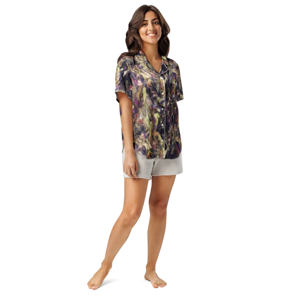Galactic Drapery on Women's Short Sleeve Pajama Top — Front