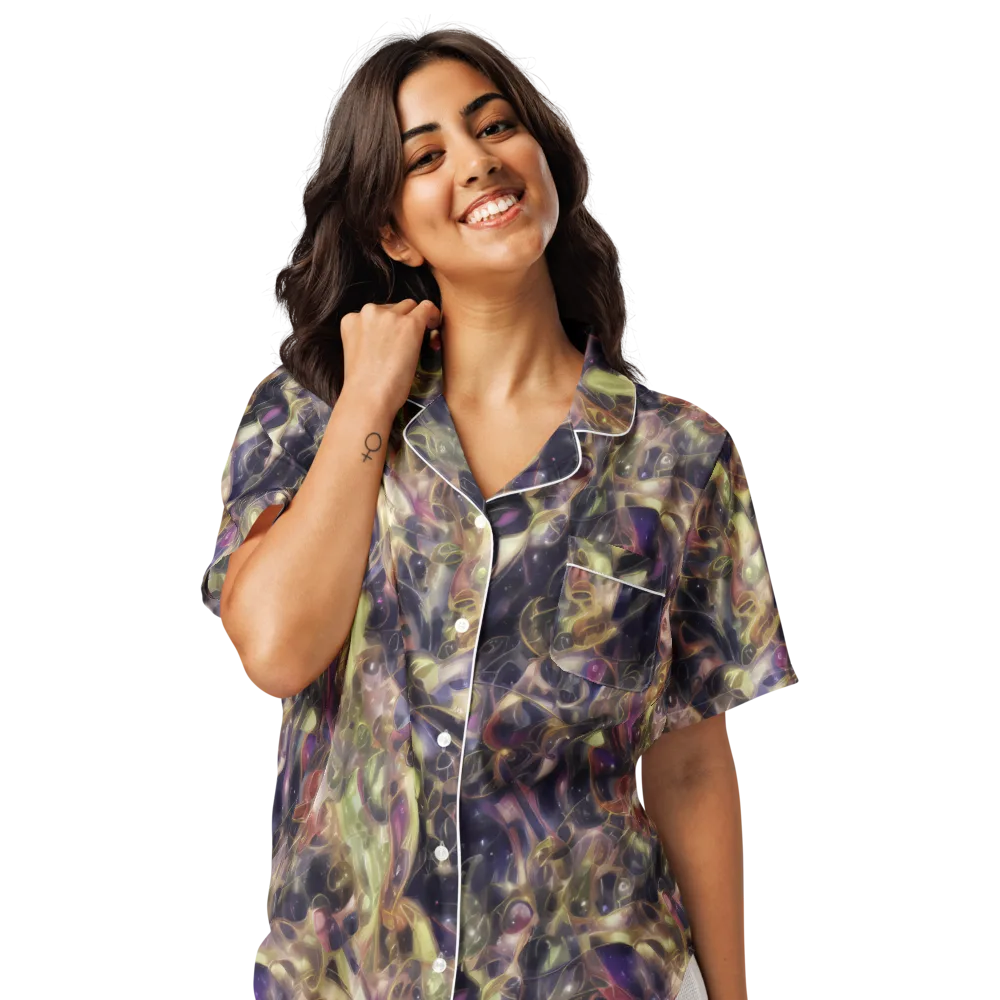 Galactic Drapery on Women's Short Sleeve Pajama Top — Front