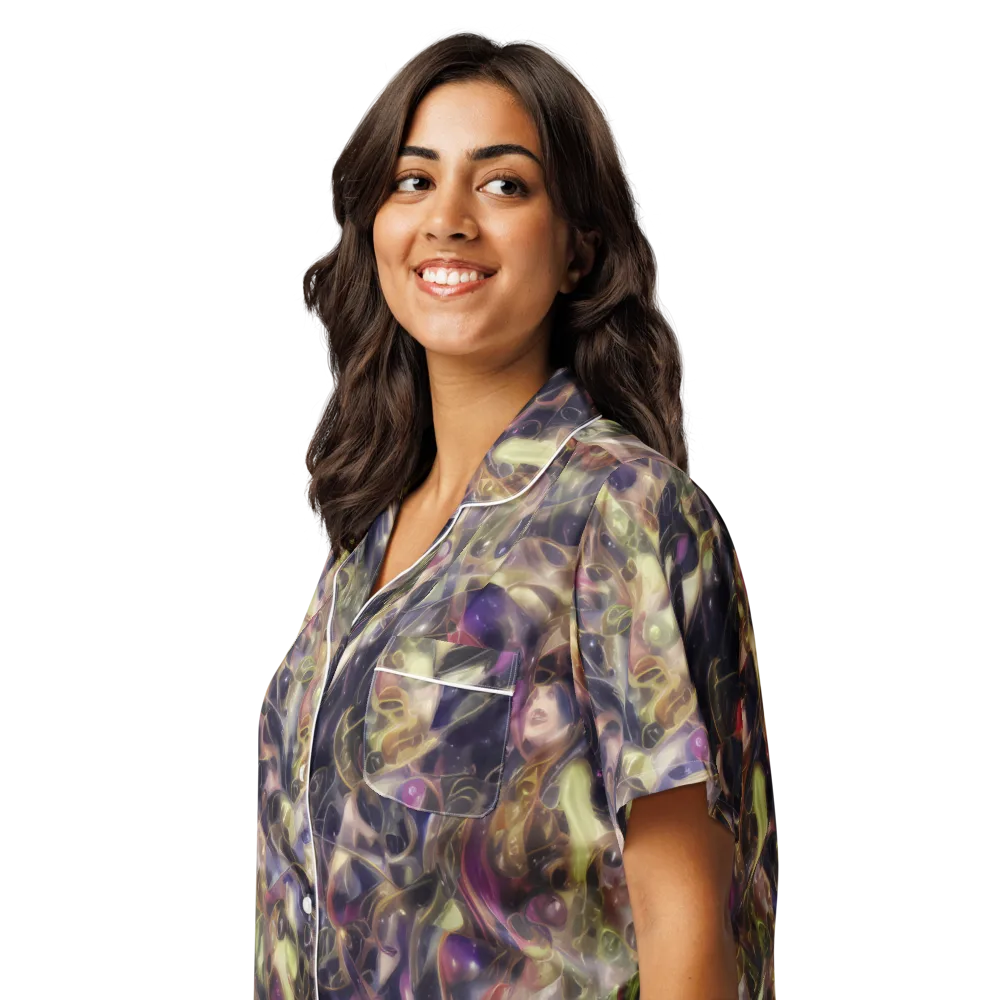 Galactic Drapery on Women's Short Sleeve Pajama Top — Left Front