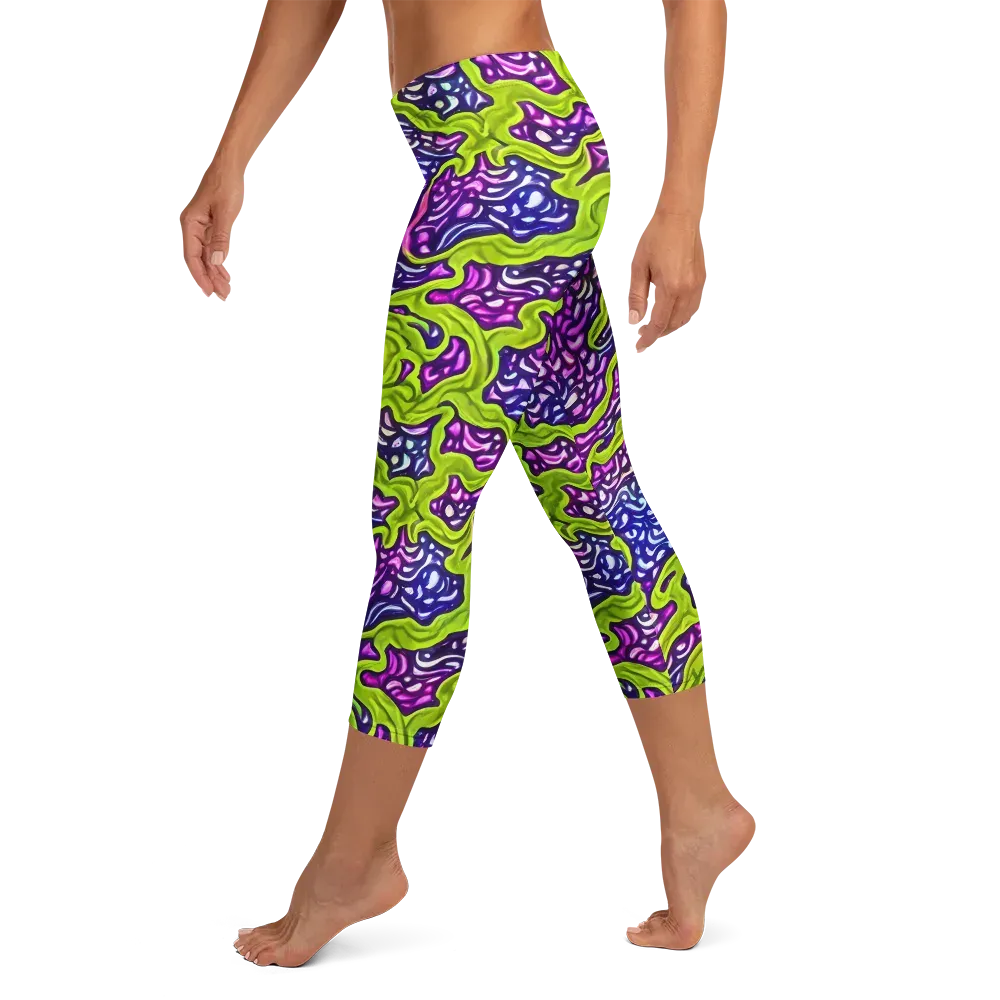 Ultraviolet Swell on Capri Leggings — Left