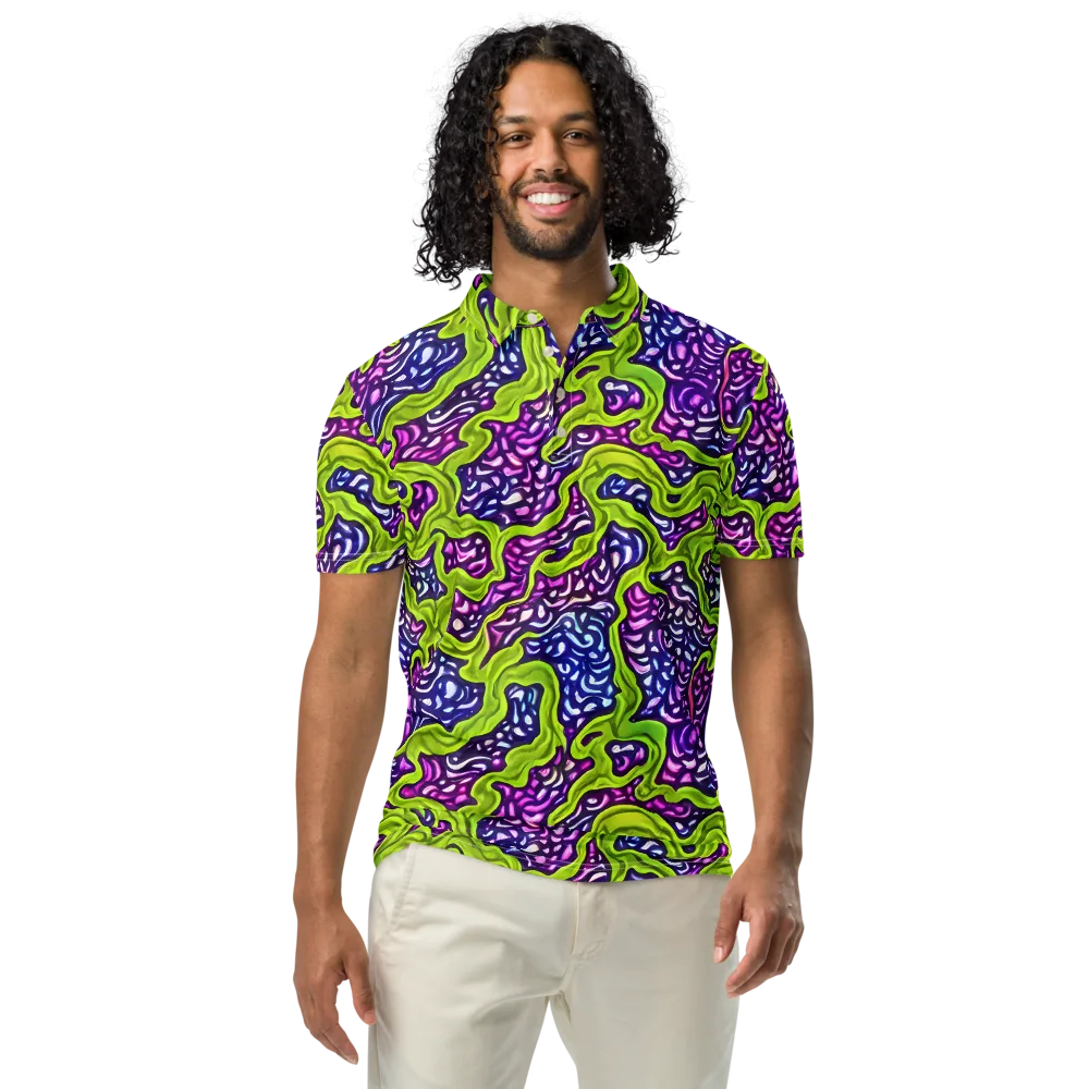 Ultraviolet Swell on Men's Slim Fit Polo Shirt — Front