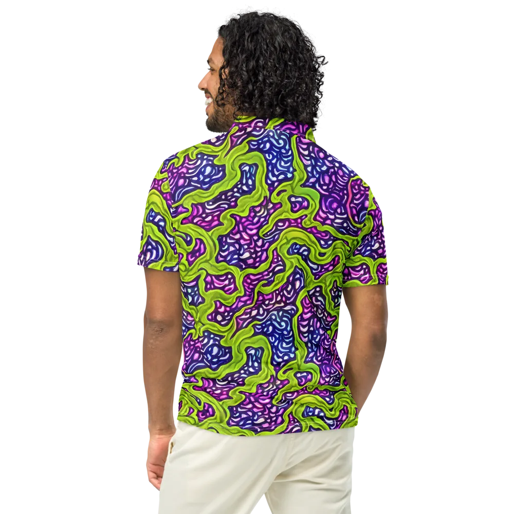 Ultraviolet Swell on Men's Slim Fit Polo Shirt — Back