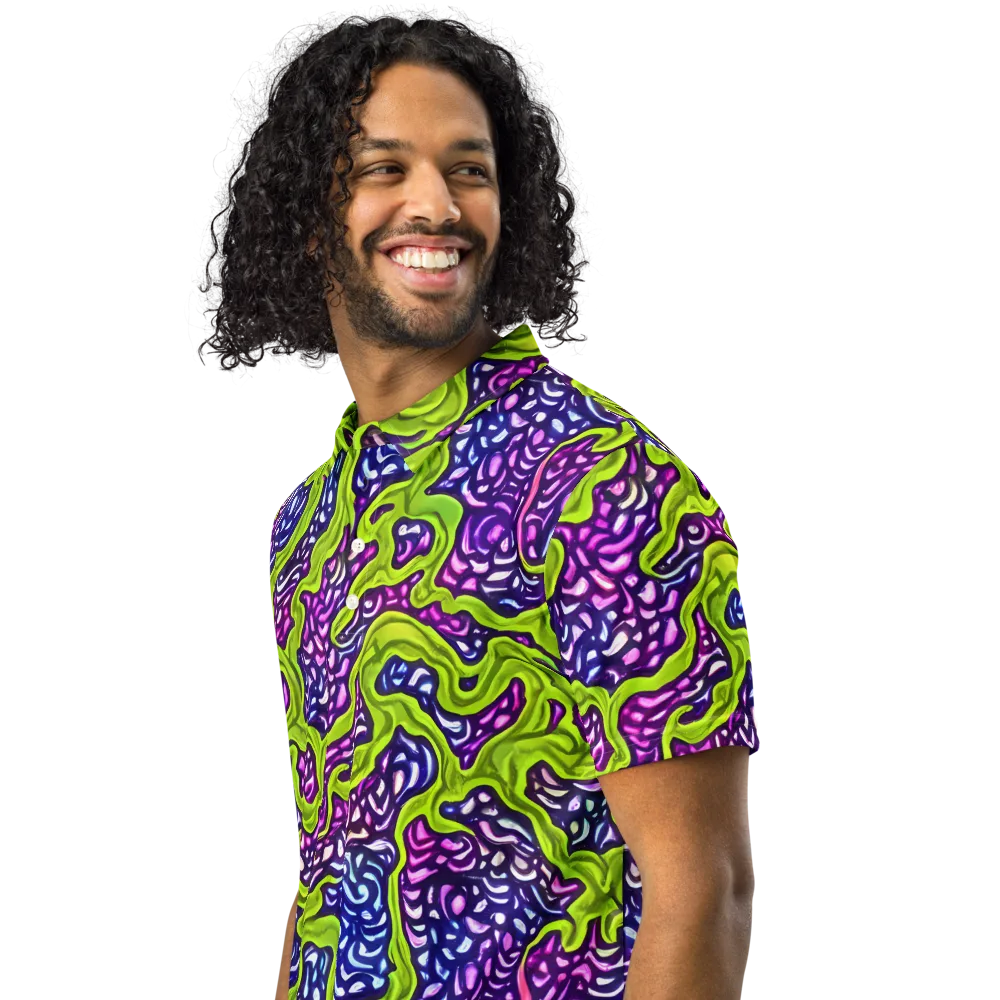 Ultraviolet Swell on Men's Slim Fit Polo Shirt — Left Front