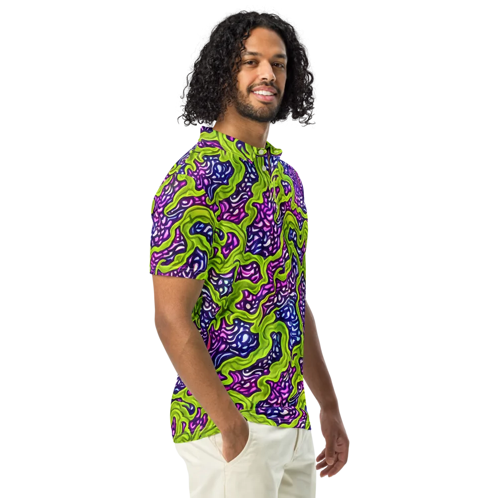 Ultraviolet Swell on Men's Slim Fit Polo Shirt — Right Front