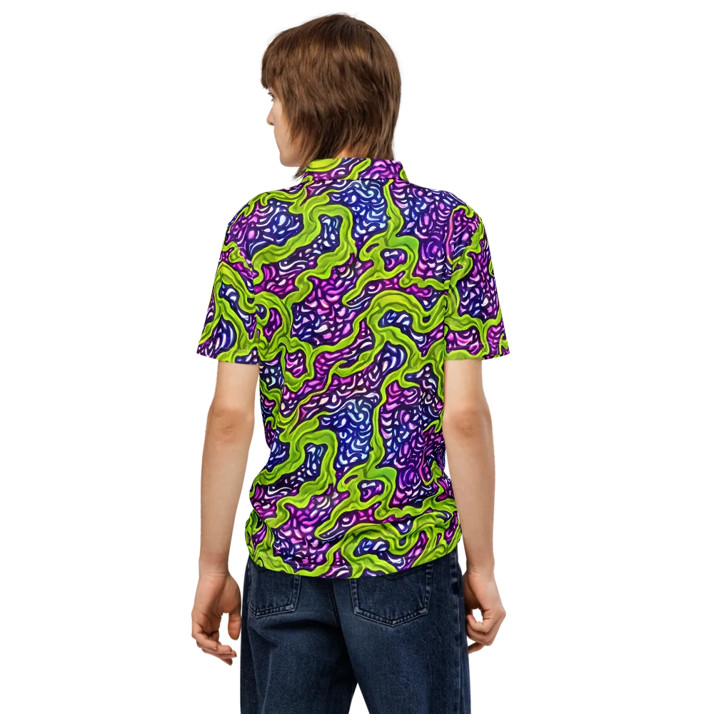 Ultraviolet Swell on Men's Slim Fit Polo Shirt — Back